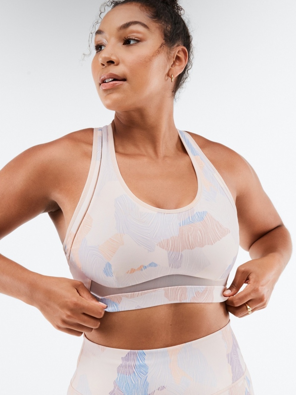 FABLETICS Belle High Impact Sports Bra in Arid/Warm Sand Color